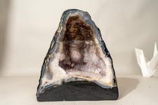 Collector’s Bi-Color Agate Geode with Sparkly Sugar Druzy & Rare White Amethyst picture