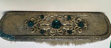 Antique Art Deco Jeweled Ormolu Clothes / Hat Brush – Green Cabochons – c. 1920s picture