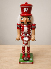 Wisconsin Badgers Football Drummer Nutcracker Wooden College Sports Decor picture