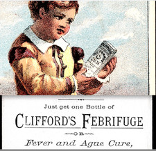 Cliffords Fever Ague Chill Cure Febrifuge Victorian Advertising Trade Card j.US picture
