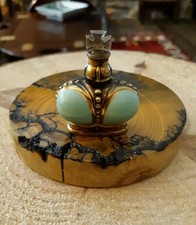 Vintage Prince Matchabelli Mini Perfume Bottle Jadeite Green~Empty FRANCE picture