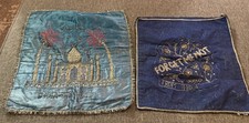 WWII 1944 India Bullion Embroidered Souvenir Textiles Taj Mahal Pair picture