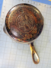 GRISWOLD Cast Iron SKILLET Frying Pan # 3 LARGE BLOCK LOGO (Restore Me) picture