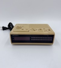 Vintage Sony Dream Machine AM/FM Alarm Clock Radio Tan ICF-C2W Tested & Working picture