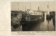 Great Lakes Passenger Steamer Ship City of Green Bay Ford River RPPC COPY picture