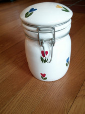 Vtg Italian Pottery Lidded Jar Fido Canister Hand Painted Primary Tulip Flower picture