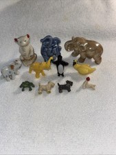 Lot 11 Vintage Miniature Animal Figurines Elephants Polar Bear Penguin Frog Dogs picture