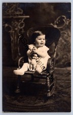 K59/ Interesting RPPC Postcard c1910 Kewpie Doll Cute Child Chair 109 picture