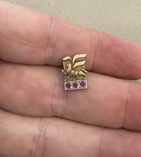 Vintage 10K Yellow Gold West Point Pepperell Service Pin 3 Ruby Griffin 2.2g picture