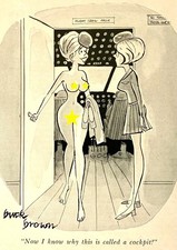 Playboy cartoon - THAT's why it's called a cockpit - 1974 - FRAMED - . picture