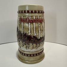 Vintage 1981 Budweiser Beer Stein Ceramarte “Snowy Woodlands” Clydesdale Horses picture