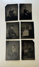 Antique Victorian Tintype (ferrotype ) Photo Lot of Six Portraits 1850s-1900s picture