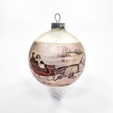 Vintage 1973 Corning Glass Christmas Ornament Currier & Ives The Road Sleigh USA picture