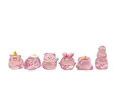 Miniature Pigs Piglets Set of Vintage Tiny Pigs Glass Pink picture