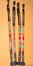 Carved Painted Wooden Figurines & Decorative Sticks,  12x 2 in Geometric Design picture