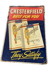 Vintage Chesterfield Cigarette Metal Sign 1950s Embossed Tobacco Advertising picture
