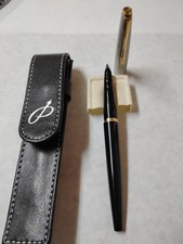 VTG Parker 45 Fountain Pen Black & Silver Gold  Arrow W/Leather Case  picture
