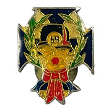 MC Biker 69 Vintage Enamel Vest Lapel Pin Helmet Bow Cross Cloisonne Rare picture