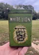 Antique White Lion Cigars Advertising Tin picture