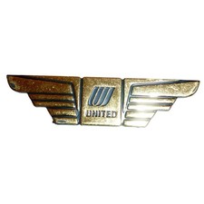 Vintage United Airlines Junior Pilot Wings Plastic Pin Gold Tone Badge Saul Bass picture