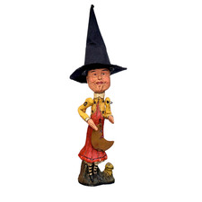 Vintage Department 56 Halloween Witch Moon Salamander Poliwoggs Folk Art 9