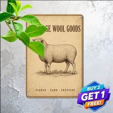 Hand Drawn Wool Sheep Tin Sign Rustic Farmhouse Livestock Metal Wall Plaque picture