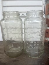 Vintage Atlas Mason Jars  Set Of 2 Square Clear Glass with Measuring Lines picture