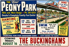 VINTAGE PEONY PARK AMUSEMENT PARK AD MAGNET – OMAHA NEBRASKA 1968 picture