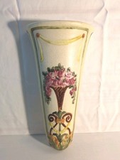 Antique c.1920's Weller Pottery Roma Impressed Floral Wall Pocket 10