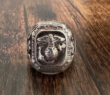Vintage WWII USMC Marine Corp Hilborn-Hamburger Sterling Silver Ring sz 8.5-9 picture