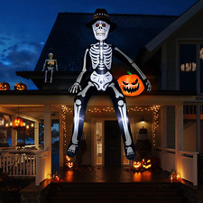 10FT Scary Halloween Inflatables Outdoor, Giant Sitting Skeleton Inflatable picture