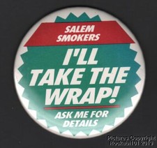 1991 Salem Cigarettes 3-inch Advertising Pin Button (I'll Take the Wrap) picture