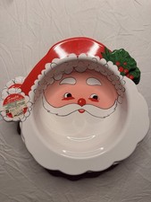 VTG 70s 16” Ullman Molded Plastic Santa Face Christmas Party Bowl new w/tag #417 picture