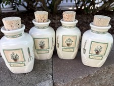4 Pfaltzgraff Naturewood Spice Herb Jars Corks Garden Set MINT Basil Parsley Etc picture