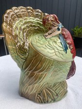 RARE * GREEN * 1945  McCoy Turkey Cookie Jar with Cold Paint * The Gobbler * picture