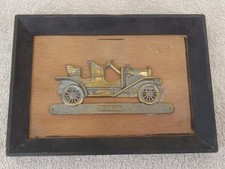 Vintage Antique Car Wood Frame Plaque Brass  Buick 1908 Japan picture