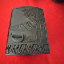Vintage Coco Joe Mail Holder Waikiki Hawaii Lava Black #294 Tiki Beach Palm picture