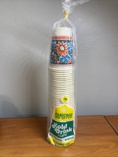NEW Vintage 70s Carefree Kold Drink Cups Coated Paper Old Store Stock 7oz Floral picture