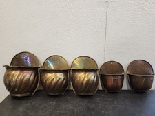 5 Different Size Brass East Indian Wall Pocket or Planter, Vintage 👀 picture