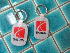 PAIR of Vintage Car Dealer Keychains SATURN of Naperville Illinois Key Fob Rings picture