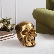 Gold Skull Head Skeleton Decoration Statue SEE Skeleton Crafts Halloween Style picture