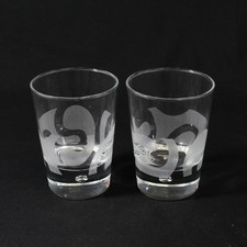 Set Of 2 Baileys Irish Cream Etched Logo Bubble Base Cocktail Glasses 8oz picture