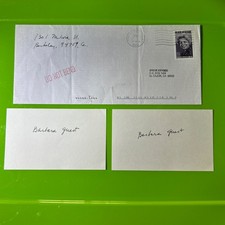 Barbara Guest Signed Autographs (2) New York School Poet w/ Original Envelope picture