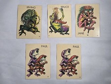 Vintage 1965 Topps Ugly Stickers Jane Bruce Irving Paul (X2) Lot Of 5 Stickers picture