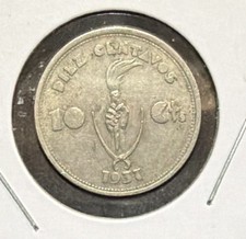 1937 BOLIVIA 10 CENTAVOS COPPER NICKEL COIN-22.5MM-KM#180 picture