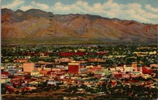 Curt Teich C.T. Art-Colortone Postcard T-16 City of Tucson From A Mountain 1956 picture