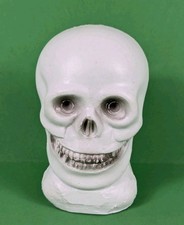 Vintage Small Blow Mold Plastic Halloween Skull Bank with Plug  4.5