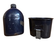 EXTREMELY RARE WWII USMC Blue Enamel Canteen + Cup picture