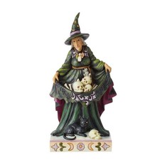 Jim Shore Heartwood Creek Scary Witch With Skulls In Skirt Figurine 6014482 picture