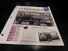 1987-2006 Jeep Wrangler YJ TJ Spec Sheet Brochure Photo Poster 88 89 90 91 92  picture